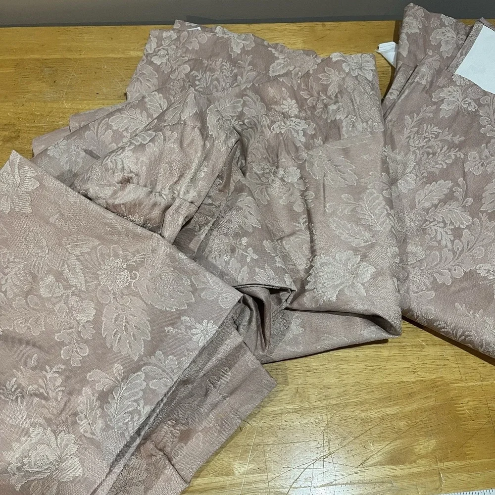 JC Penney Home Vtg Rose Pink Waterfall Swag Valance 4‎ Piece Jacobean 120x36